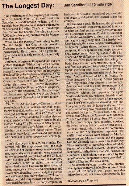 Ride - Dec 1993 - 24 Hour Endurance for Angel Tree - Article 2 Jim Sandifer